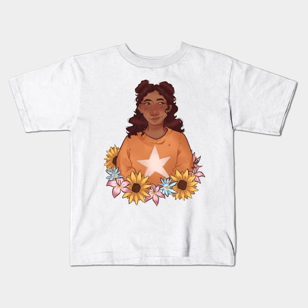 yaz: lotus, edelweiss, sunflowers Kids T-Shirt by funderfularts